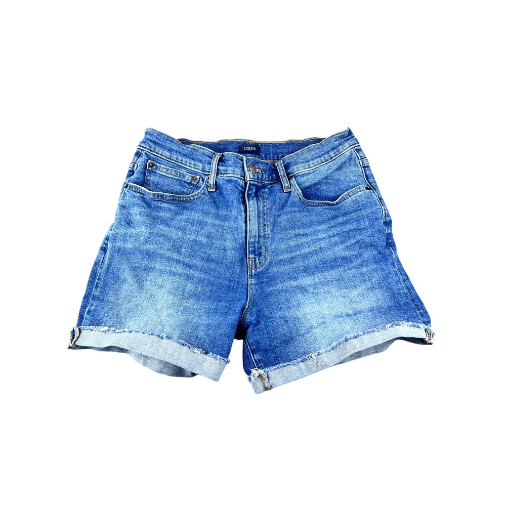 J. Crew High Rise Denim Cut Off Shorts Cuffed Raw Hem Blue Size 27